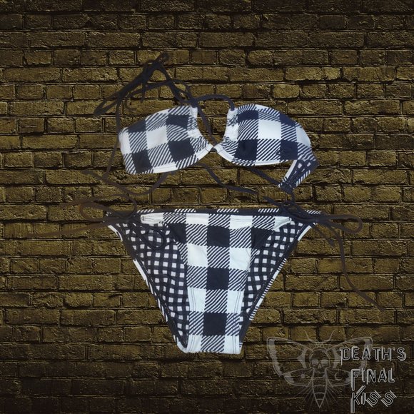 🆕 O'neill buffalo plaid checkers string Bikini XS/Small swimsuit beachwear - Picture 1 of 12